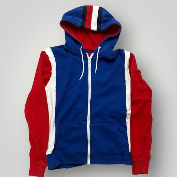 Tommy Hilfiger Other - Tommy Hilfiger Hoodie Full Zip Large Color Block Flag Retro 90s Blue Red White